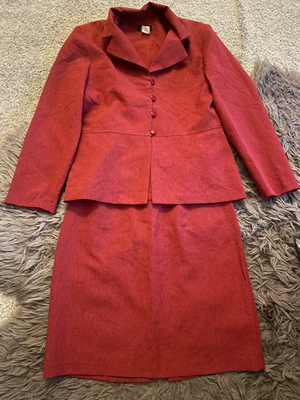 Classic Women's Red Skirt Suit - Professional Two-Piece Set